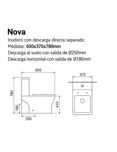 Combo Inodoro Largo Mochila Y Bidet Monoagujero Nova